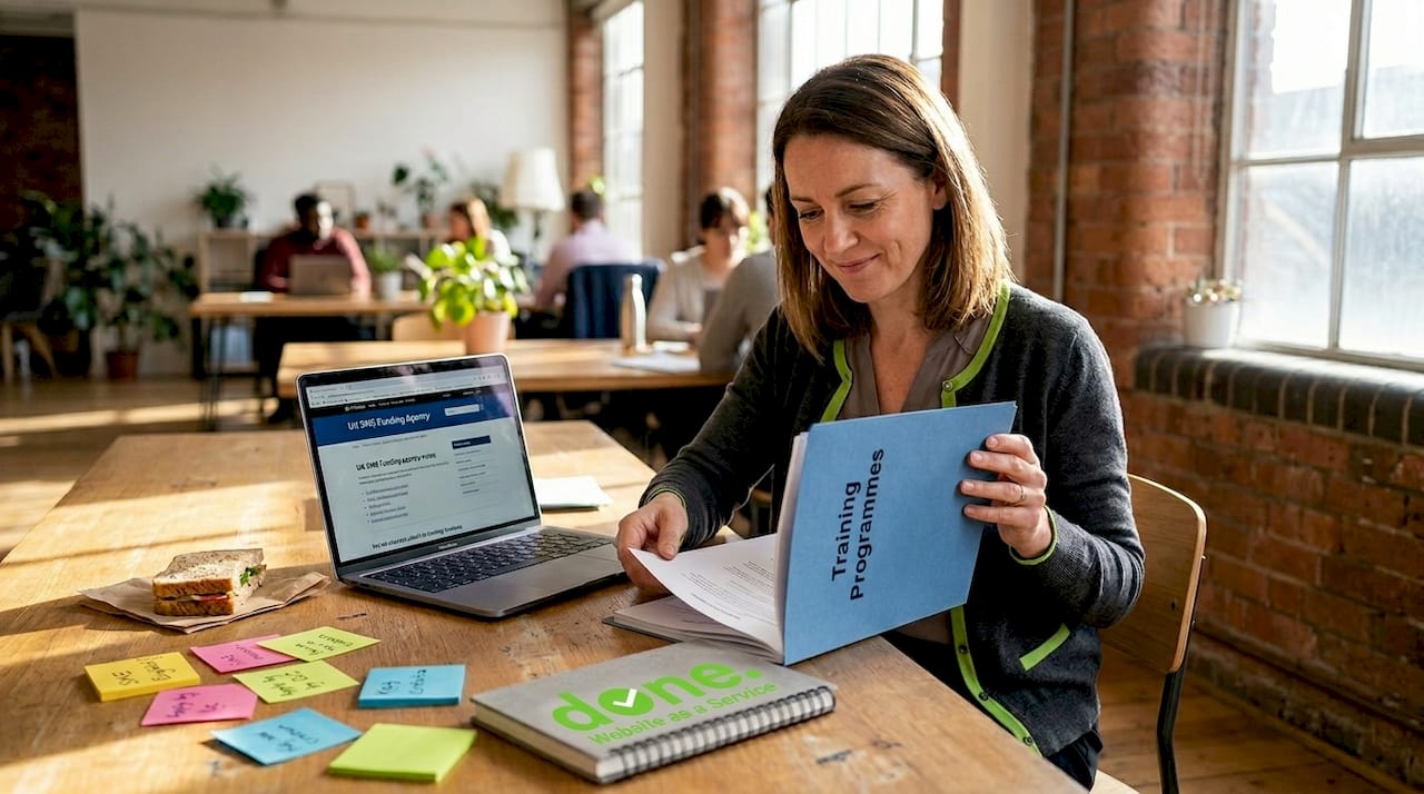 Manager reviewing documents for digital training funding