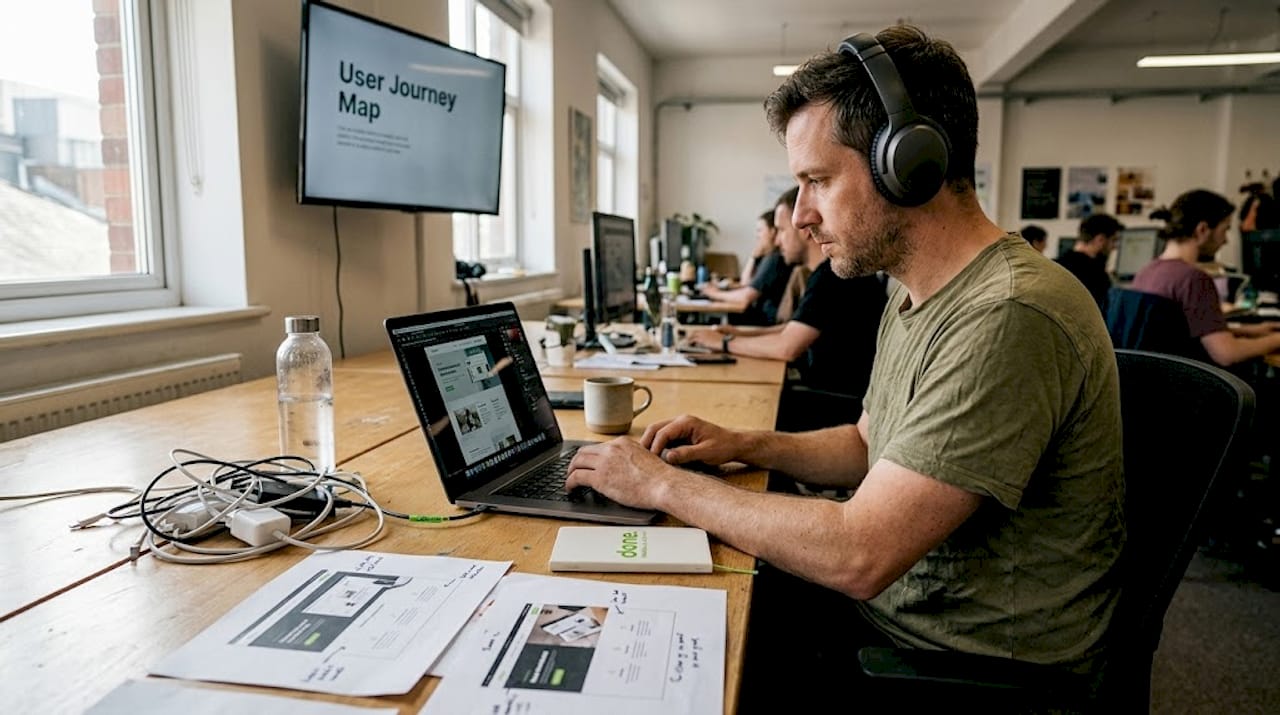 Web designer refining user experience strategy