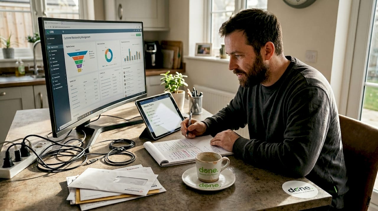 Man reviewing AI and human workflow checklist