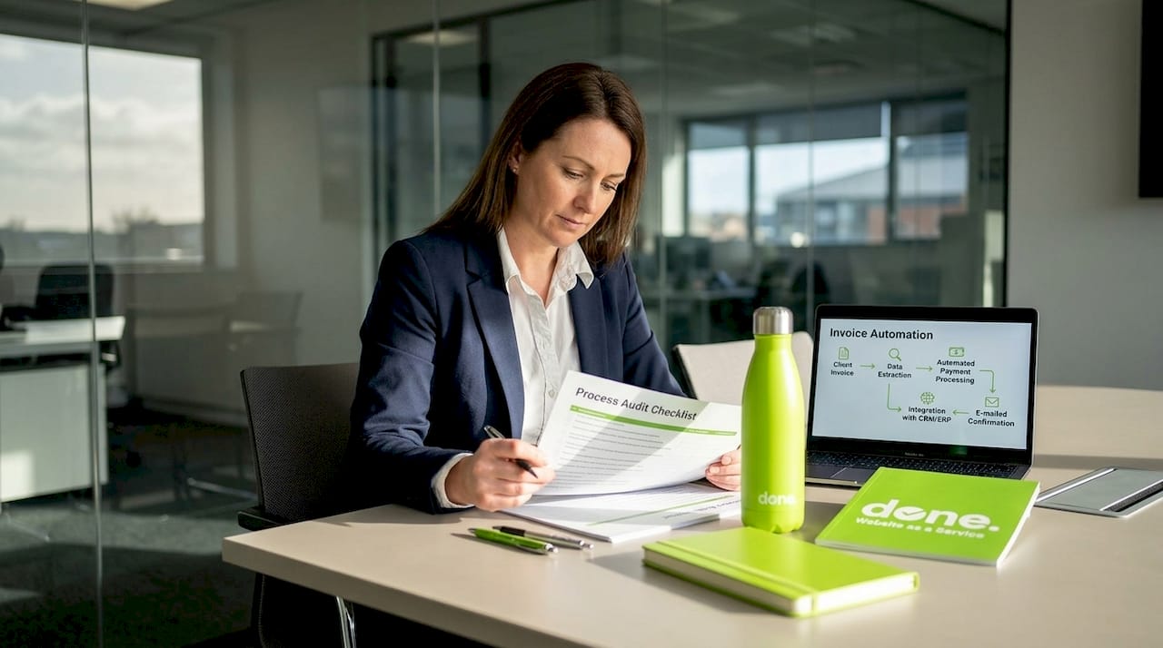 Manager reviewing SME process audit checklist