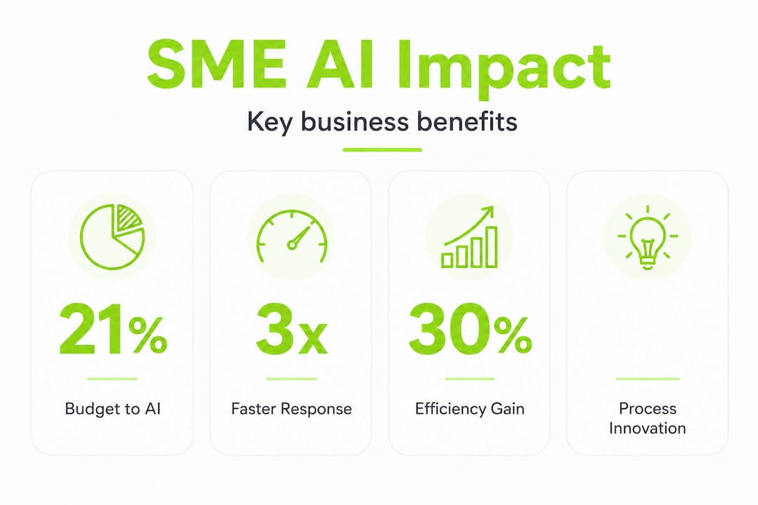 Infographic showing SME AI impact stats and benefits