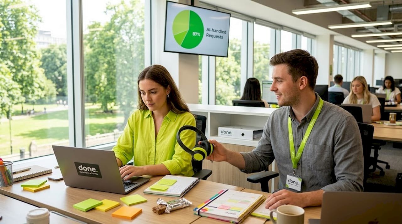 Support agents collaborating in AI-enabled contact center