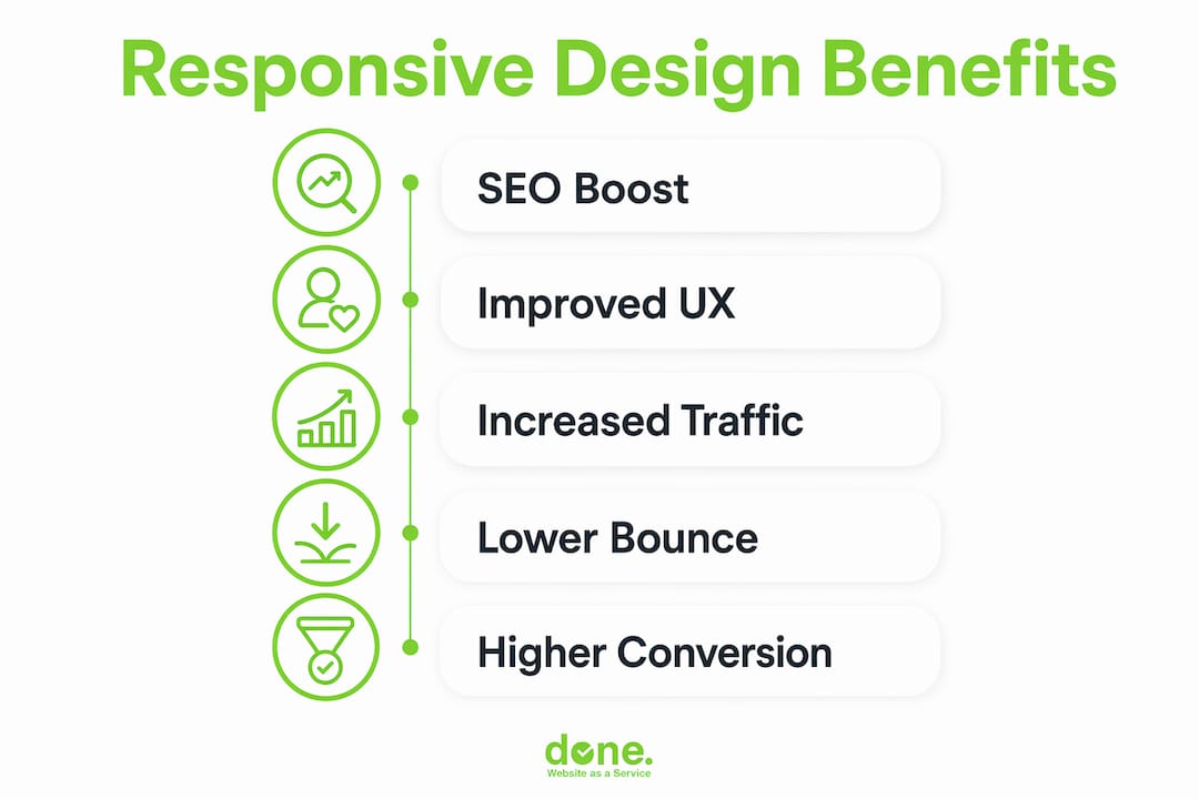 Infographic showing key benefits of responsive design