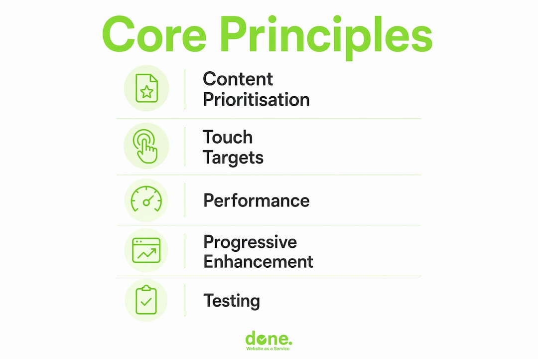 Infographic showing core principles of mobile-first design