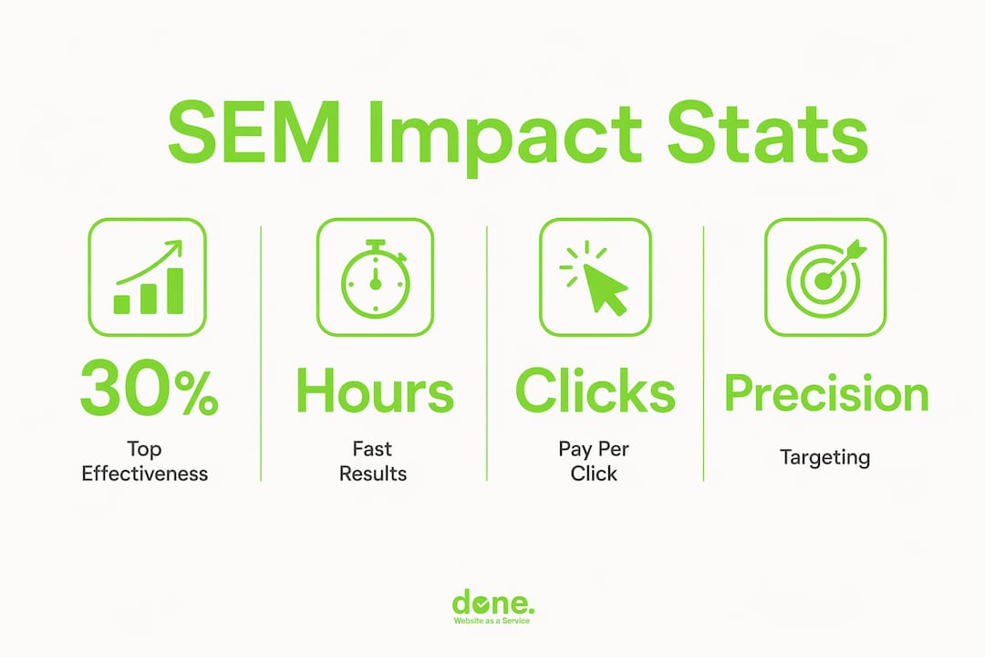 Infographic displaying key statistics about SEM effectiveness