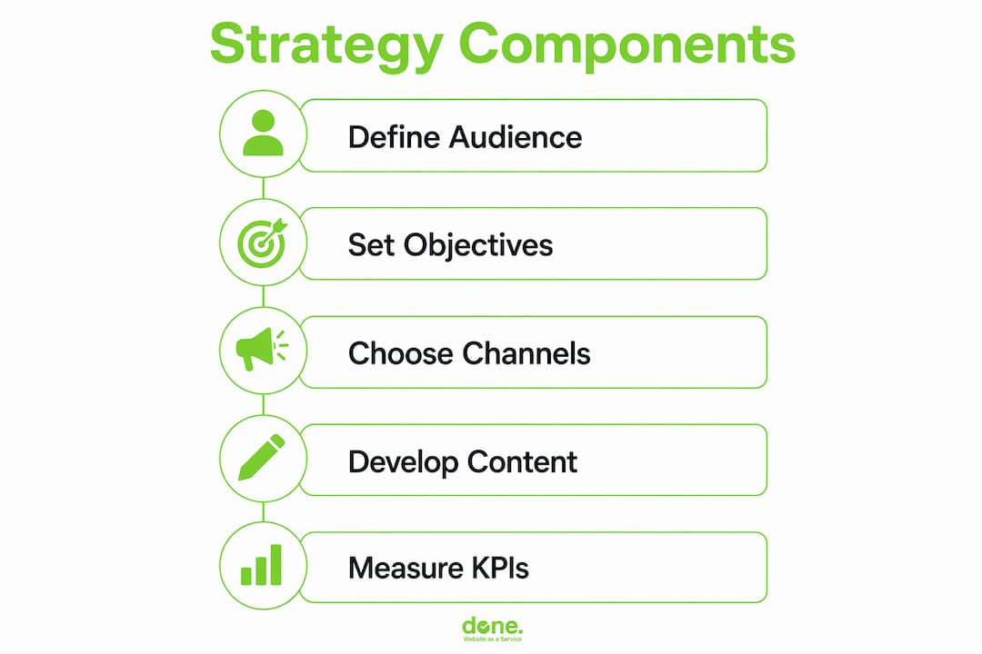 Infographic illustrating digital communication strategy components