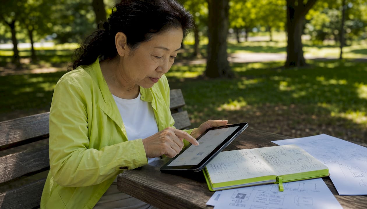 Hands testing user experience prototype on tablet