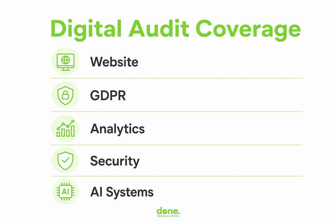 Infographic showing key digital audit coverage areas