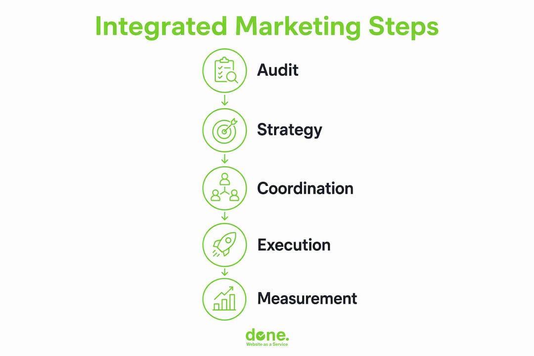 Infographic showing integrated marketing steps