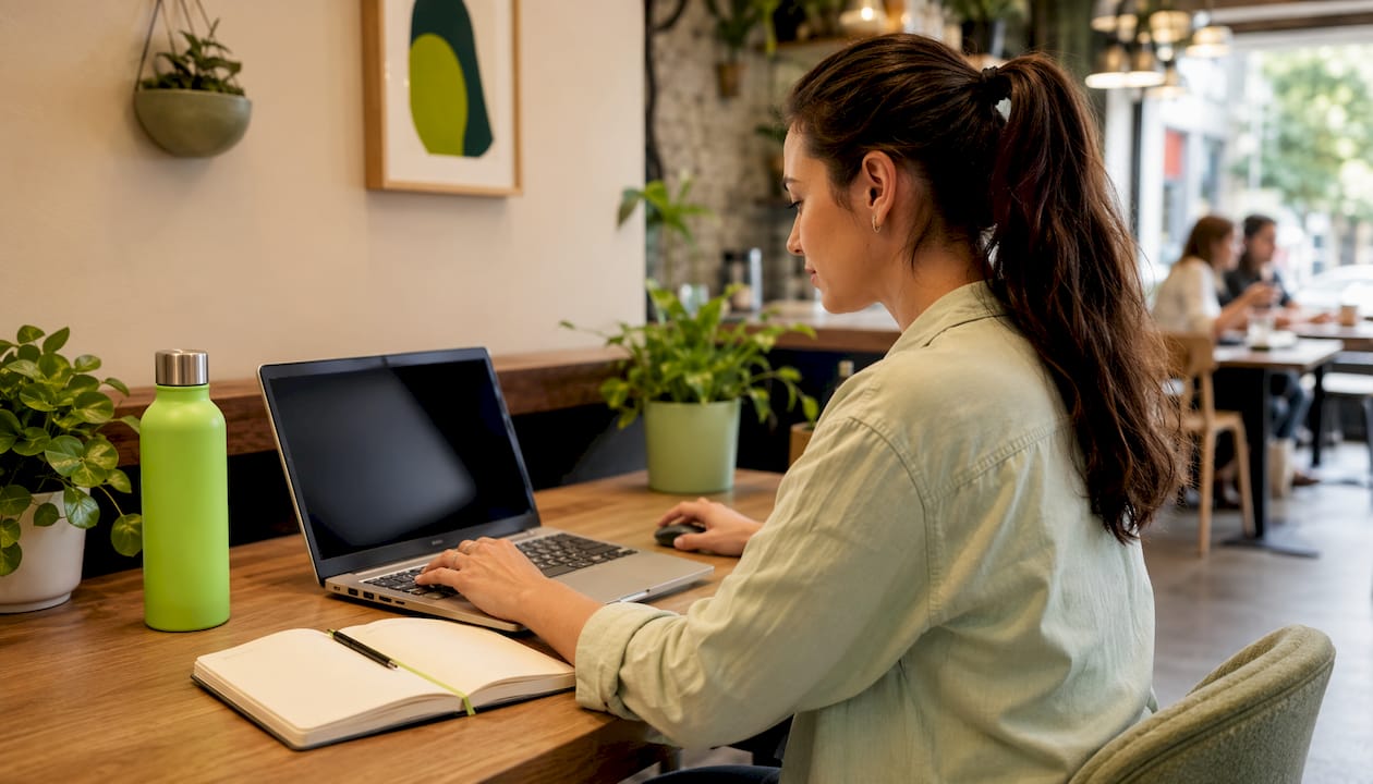 Woman working on workflow automation at desk