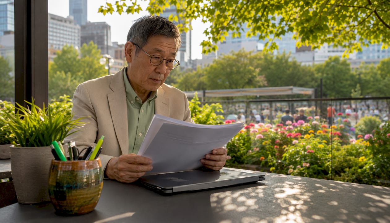 Businessman working on AI SEO guidelines