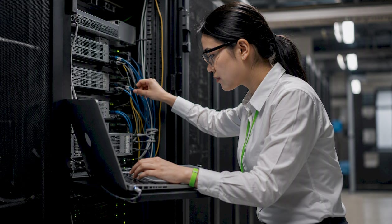 Technician configuring servers for Optimizely
