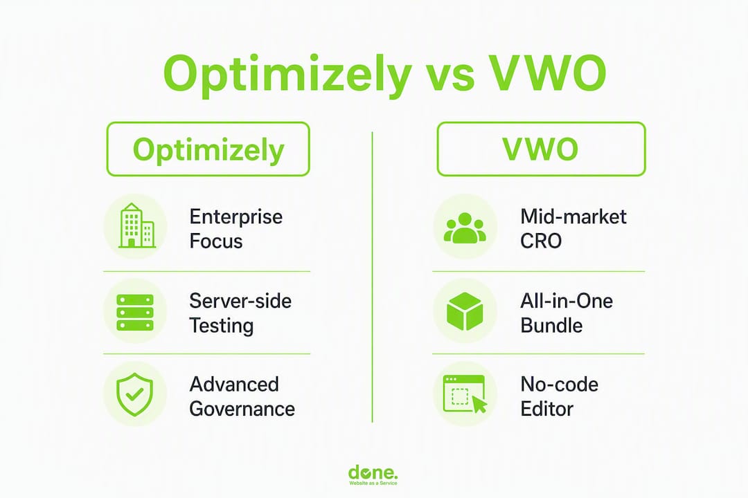 Infographic comparing Optimizely and VWO key features