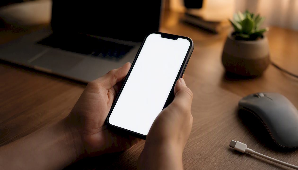 Hands holding smartphone ready for lead capture