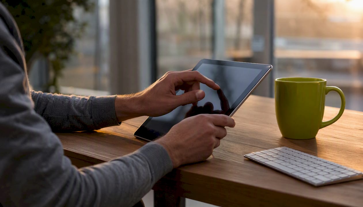 Hands preparing schedule for automated reports
