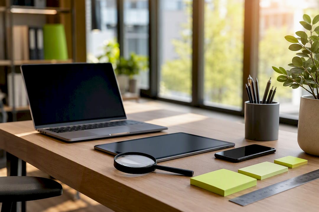 Workspace with SEO audit tools