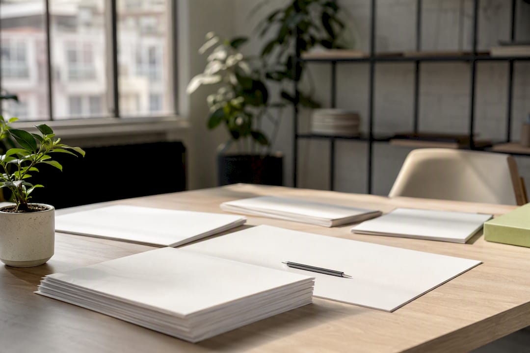 Branding project briefing material on desk