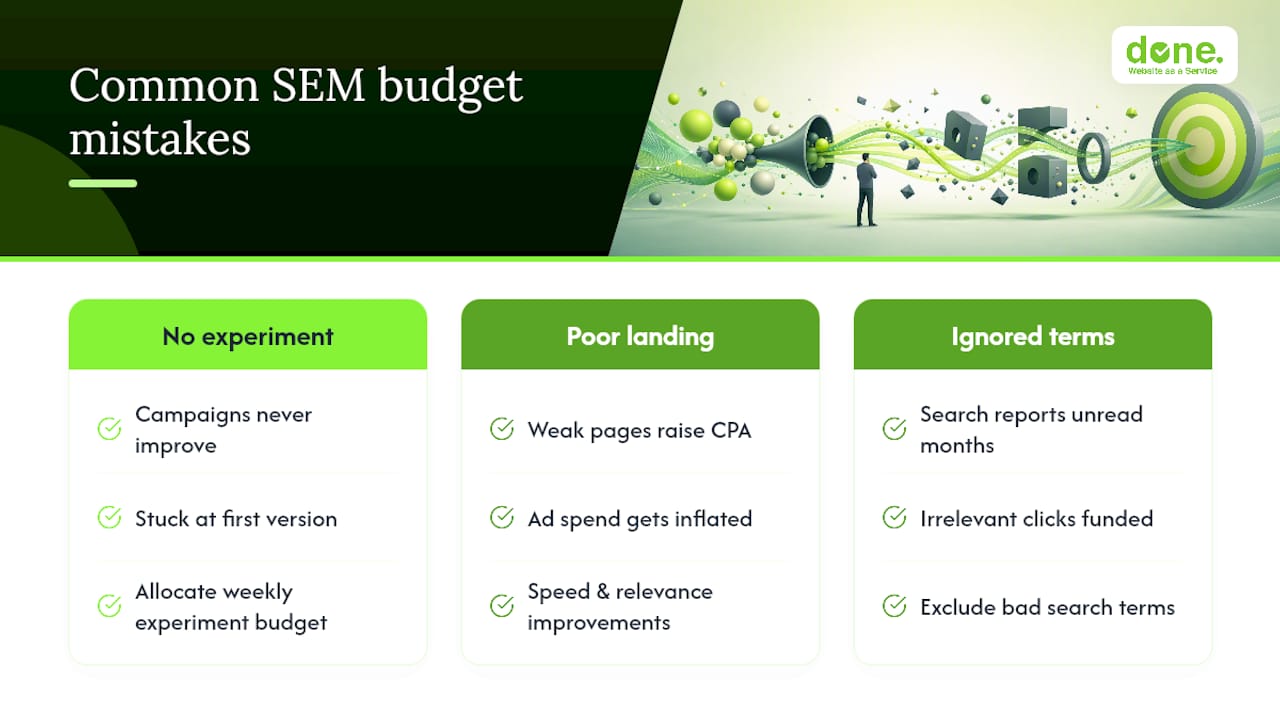 What do SMEs consistently get wrong with SEM budgets? — overview diagram