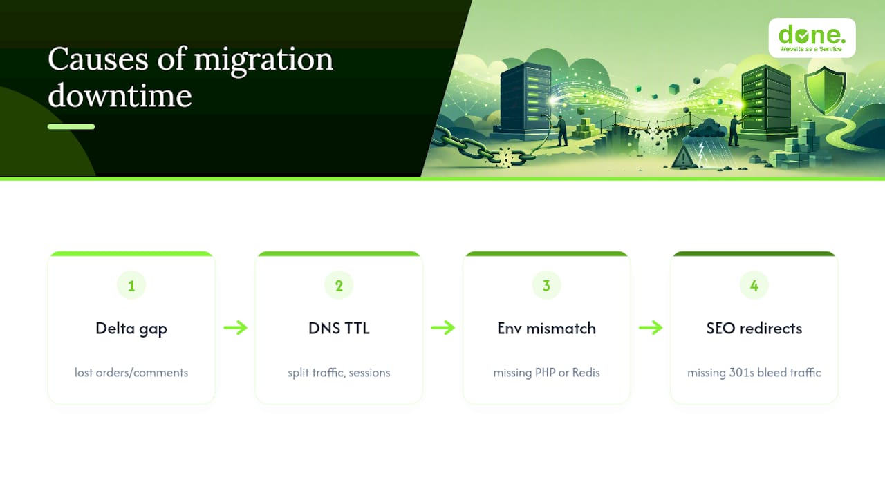 Diagram of downtime causes in website migration