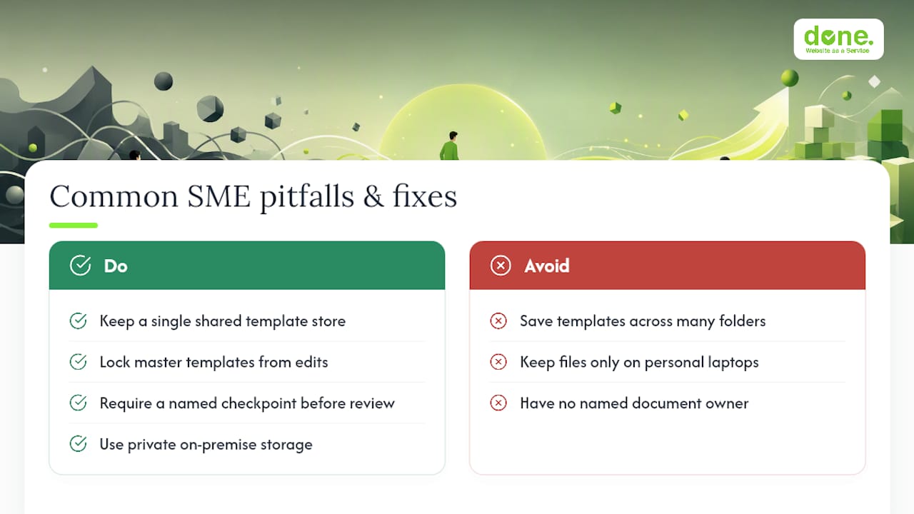 Common pitfalls we see at SMEs, and how to fix them — overview diagram
