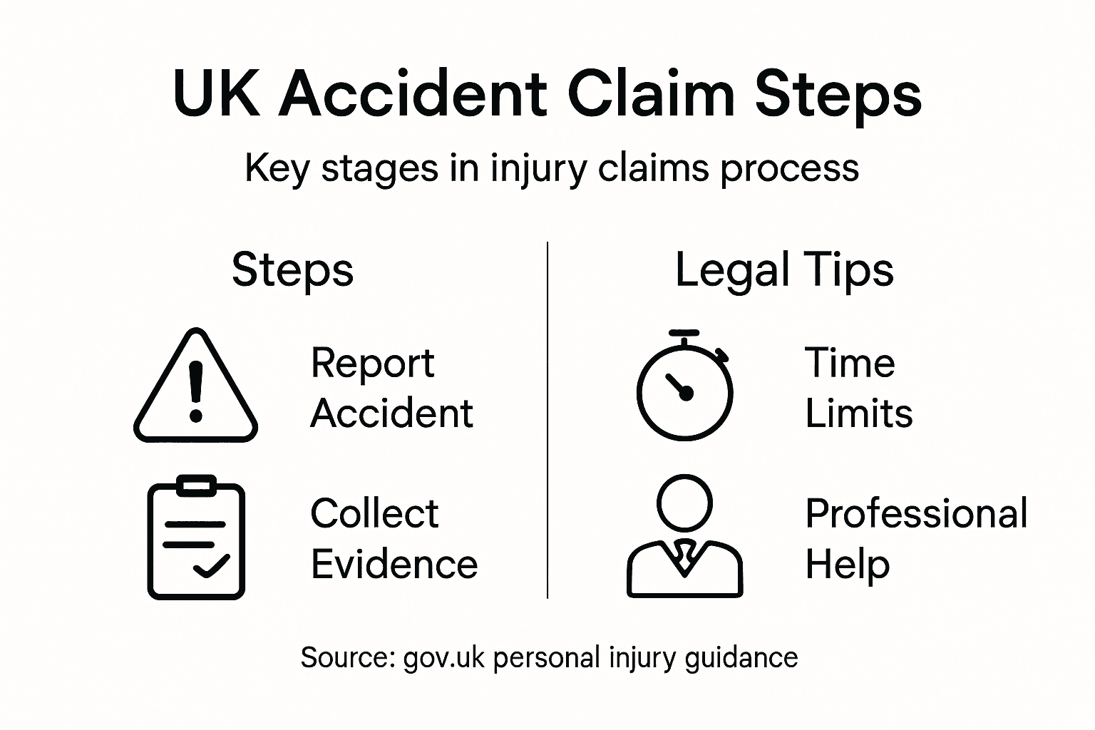 Infographic of UK accident claim steps and tips