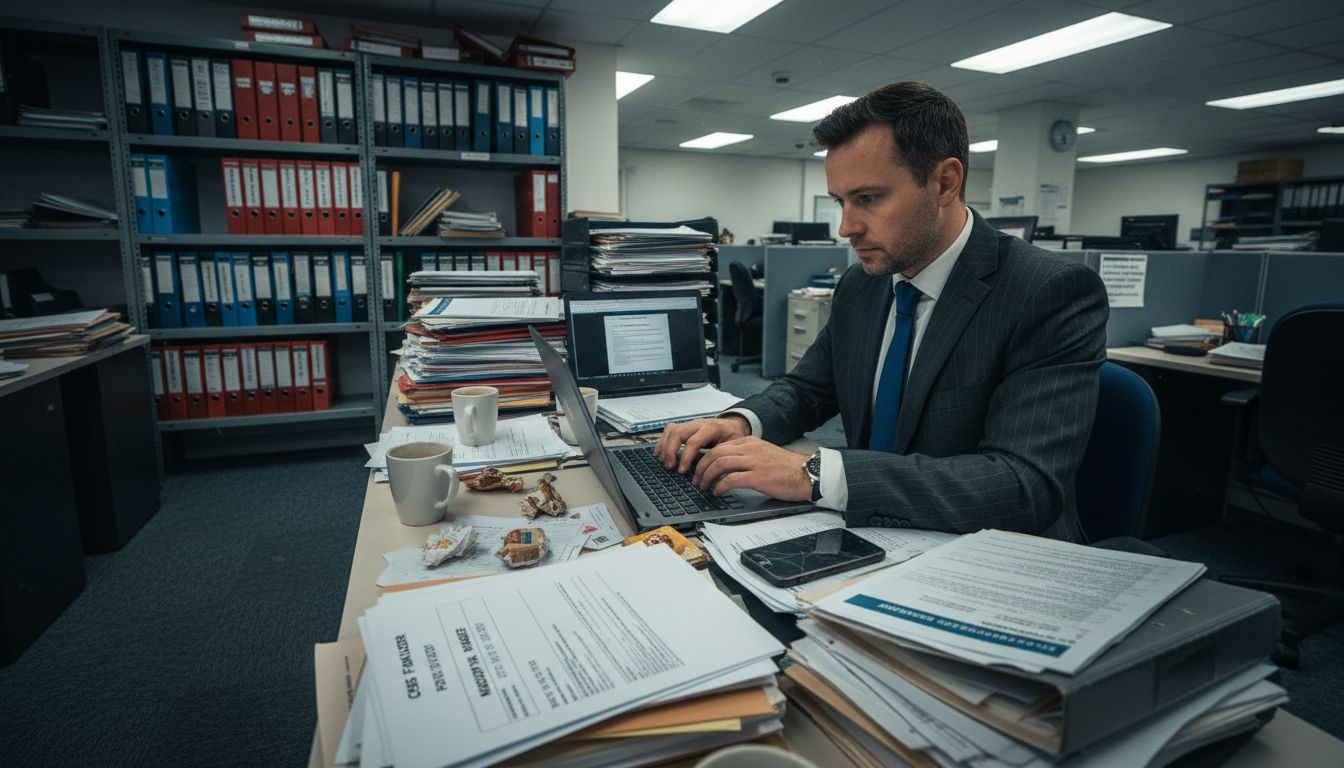 Solicitor compiling injury evidence paperwork