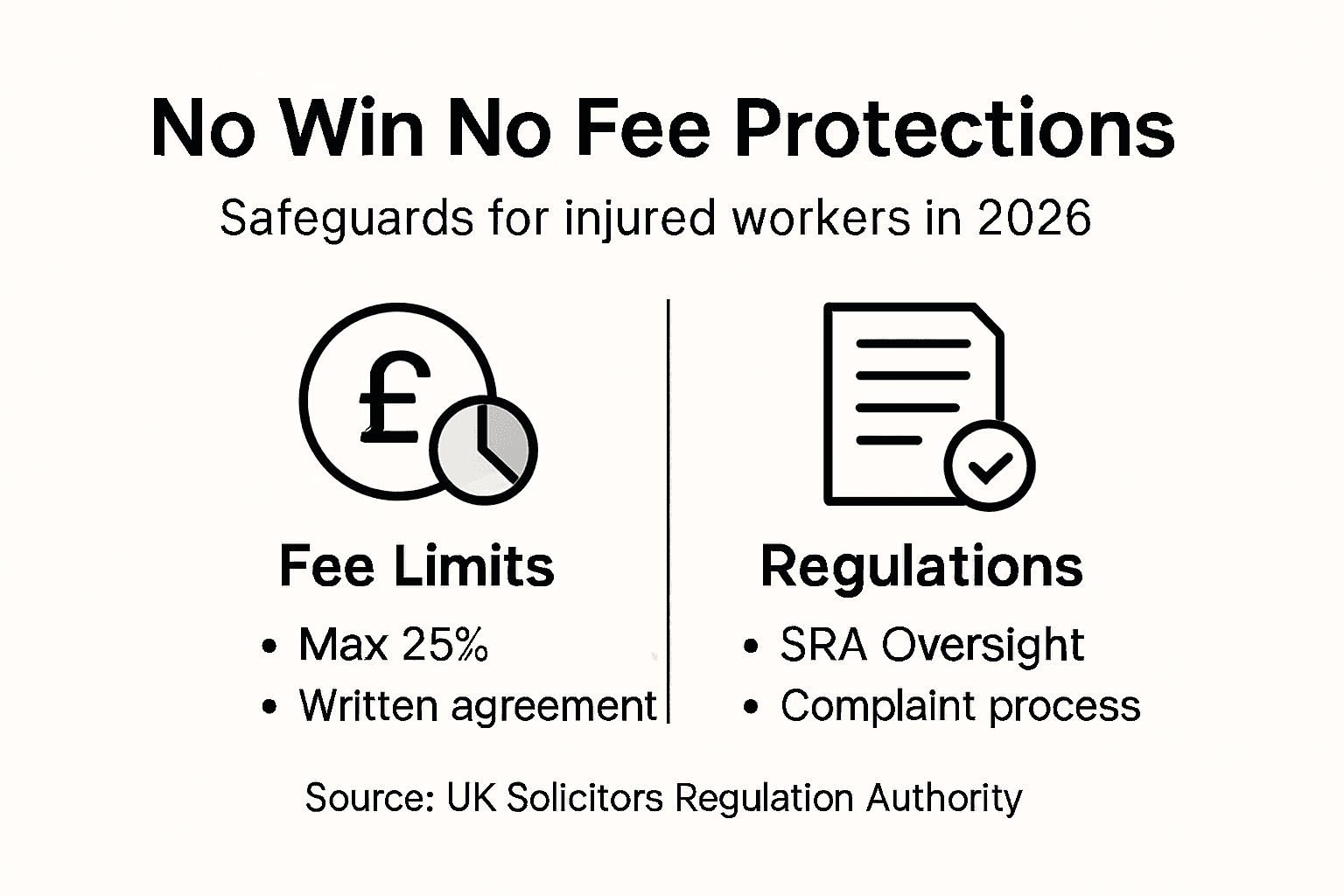 Infographic on 2026 no win no fee protections