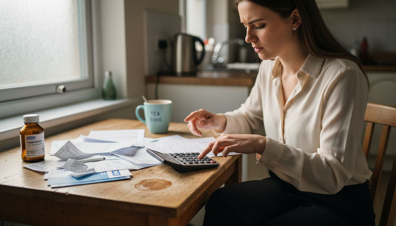 Calculating accident claim compensation at home table