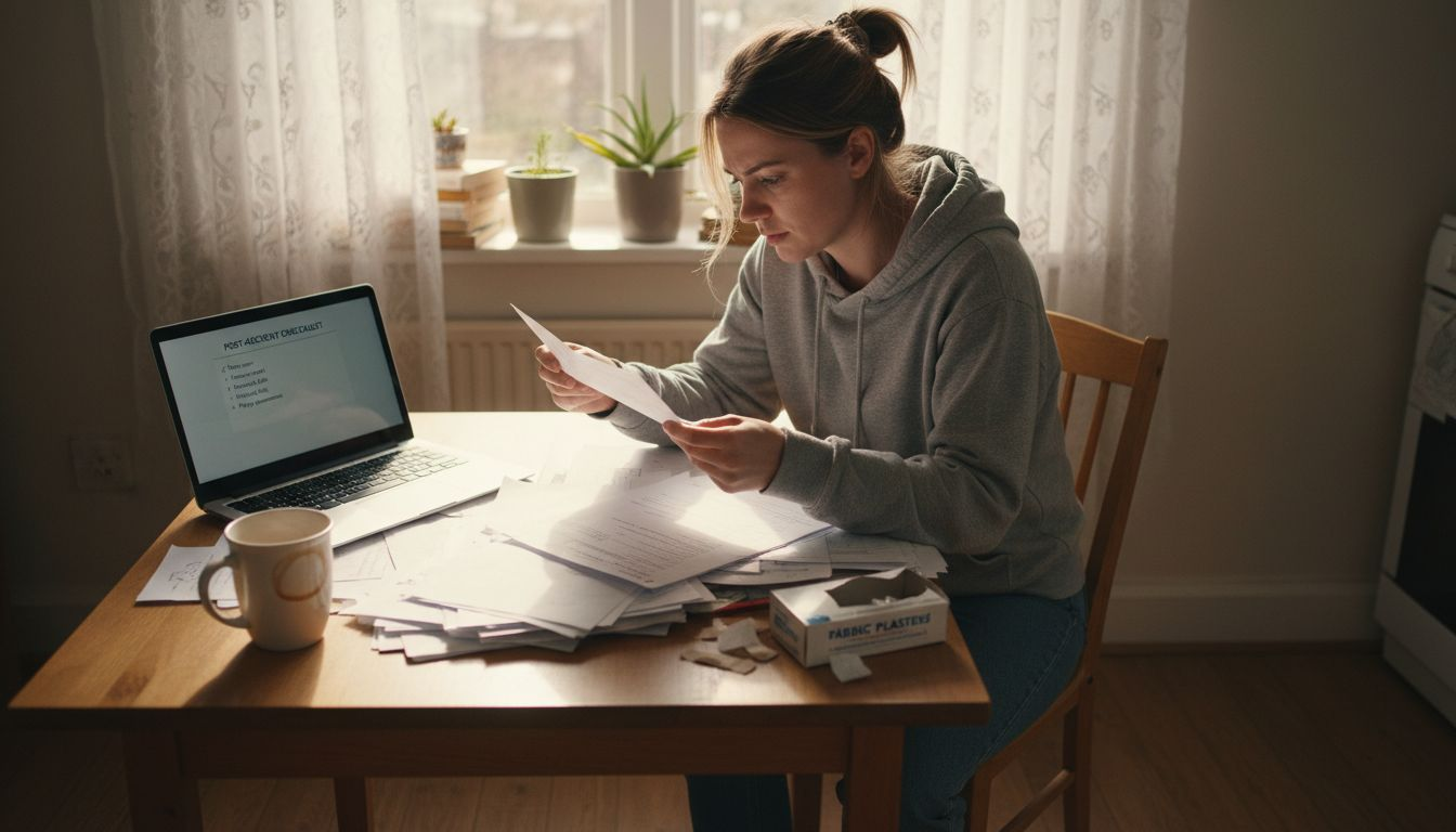 Claimant sorting medical records for evidence