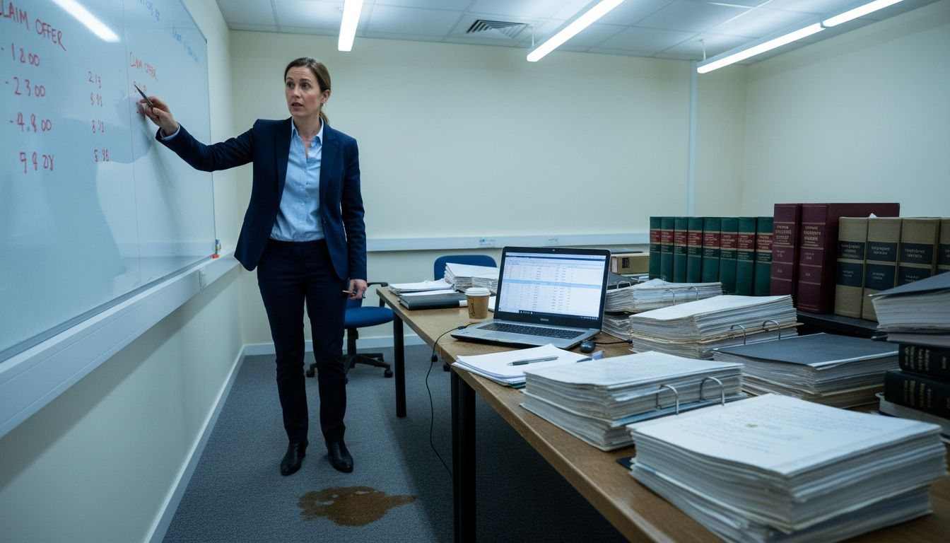 Solicitor leading settlement negotiation meeting