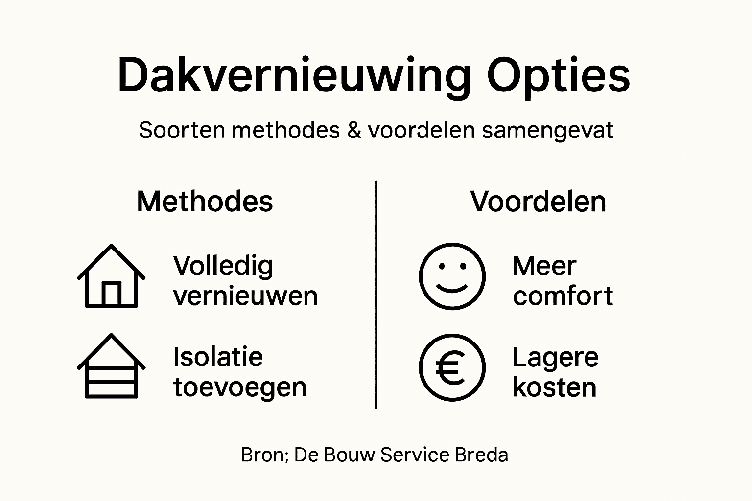 Overzichtelijke infographic met slimme aanpakken en de belangrijkste voordelen van het vernieuwen van je dak