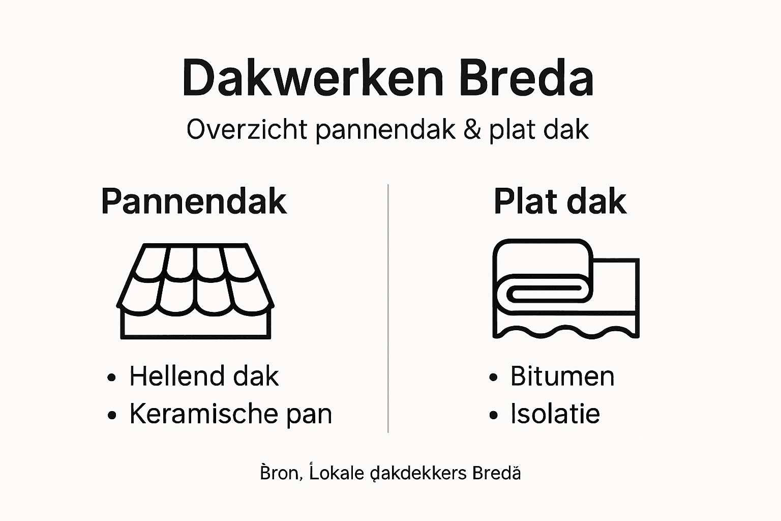 Infographic met een helder overzicht van pannendaken en platte daken