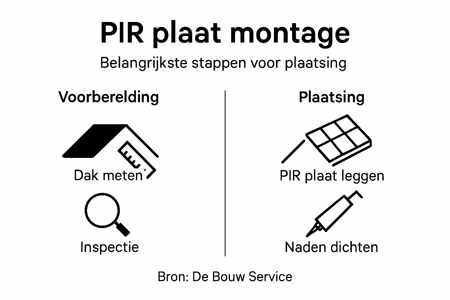 Infographic: stappenplan voor het monteren van PIR-platen op het dak