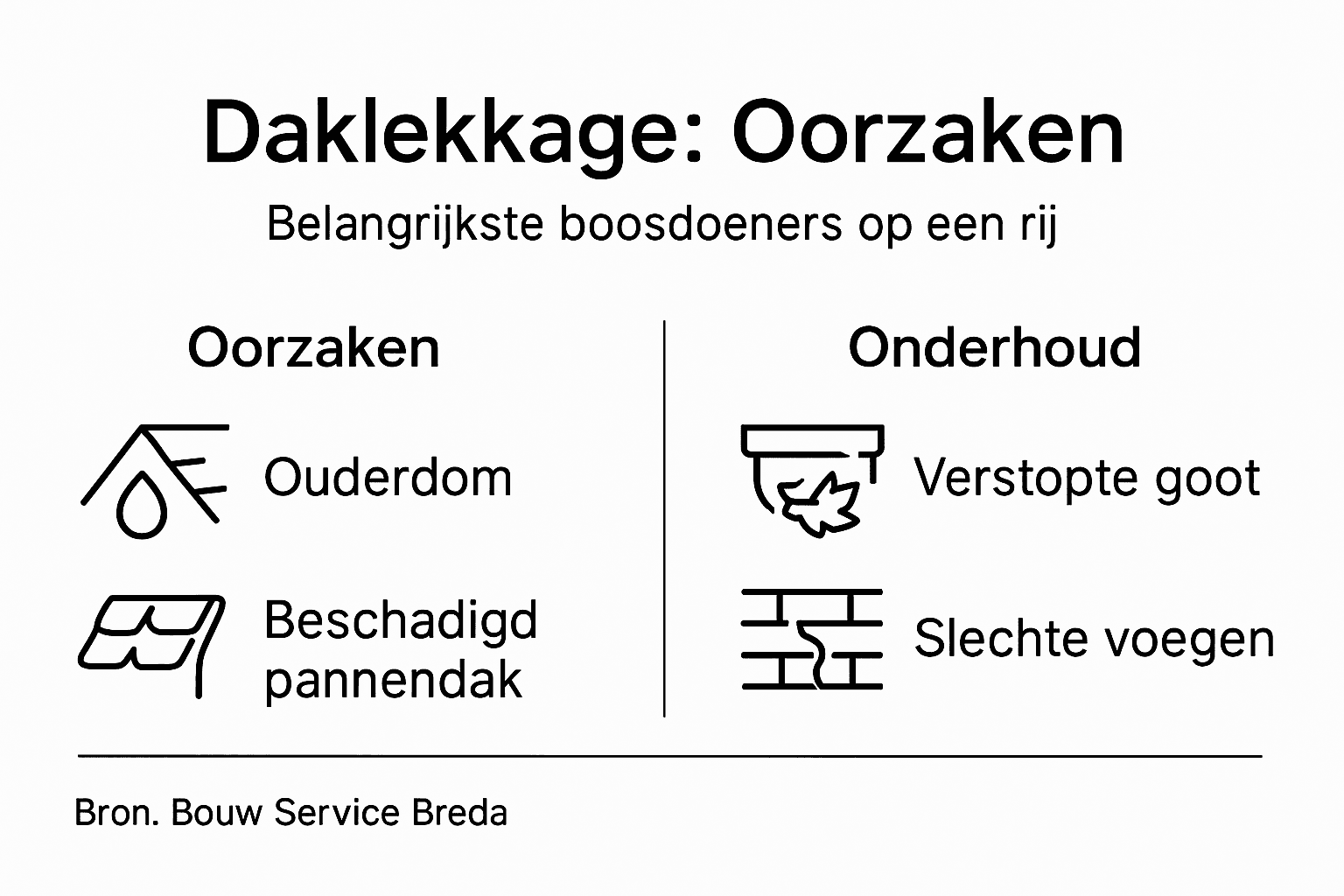 Infographic: de meest voorkomende oorzaken van lekkage aan het dak