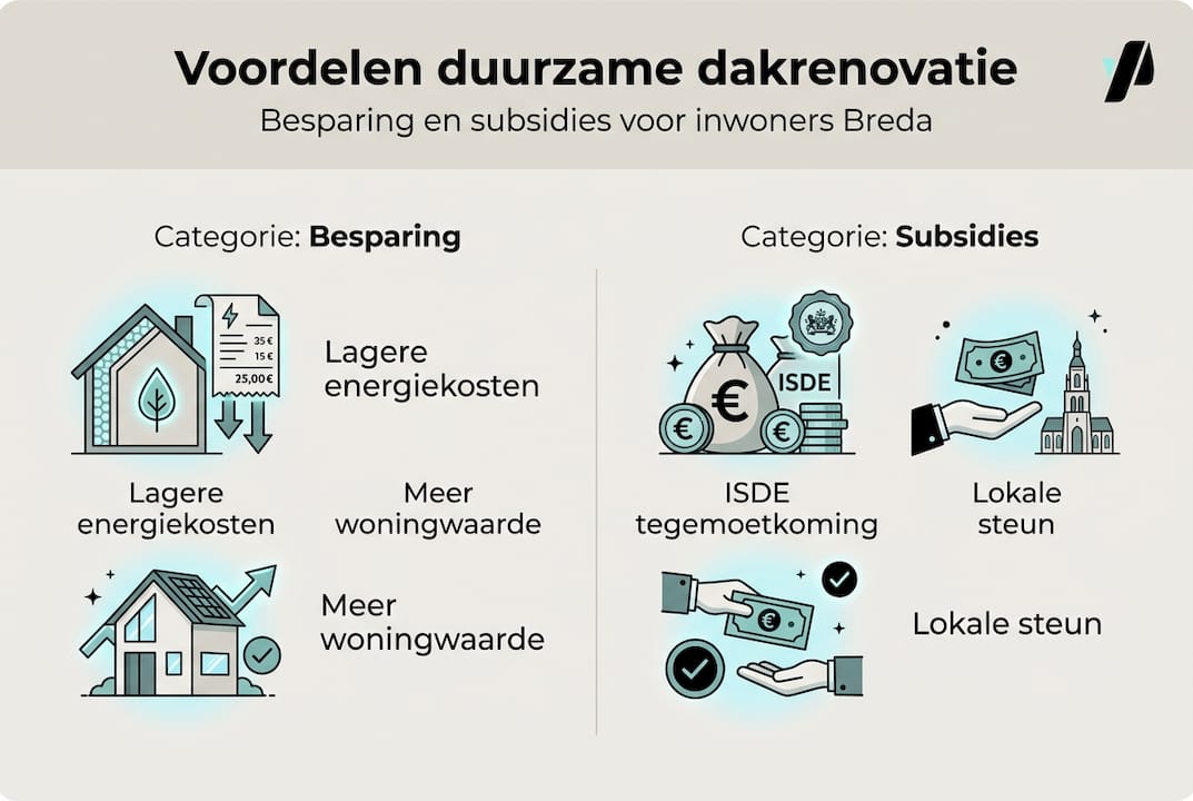 Infographic: alle voordelen én subsidiemogelijkheden bij het vernieuwen van je dak op een rij