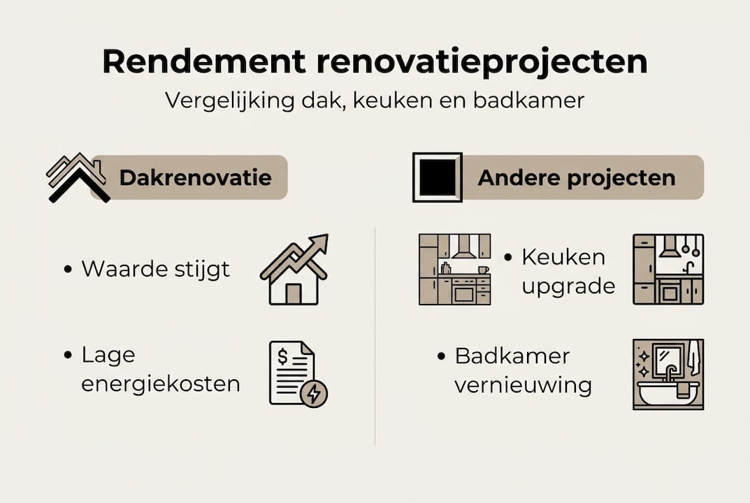 Infographic: Hoe scoort dakrenovatie qua rendement in vergelijking met andere verbouwingen?