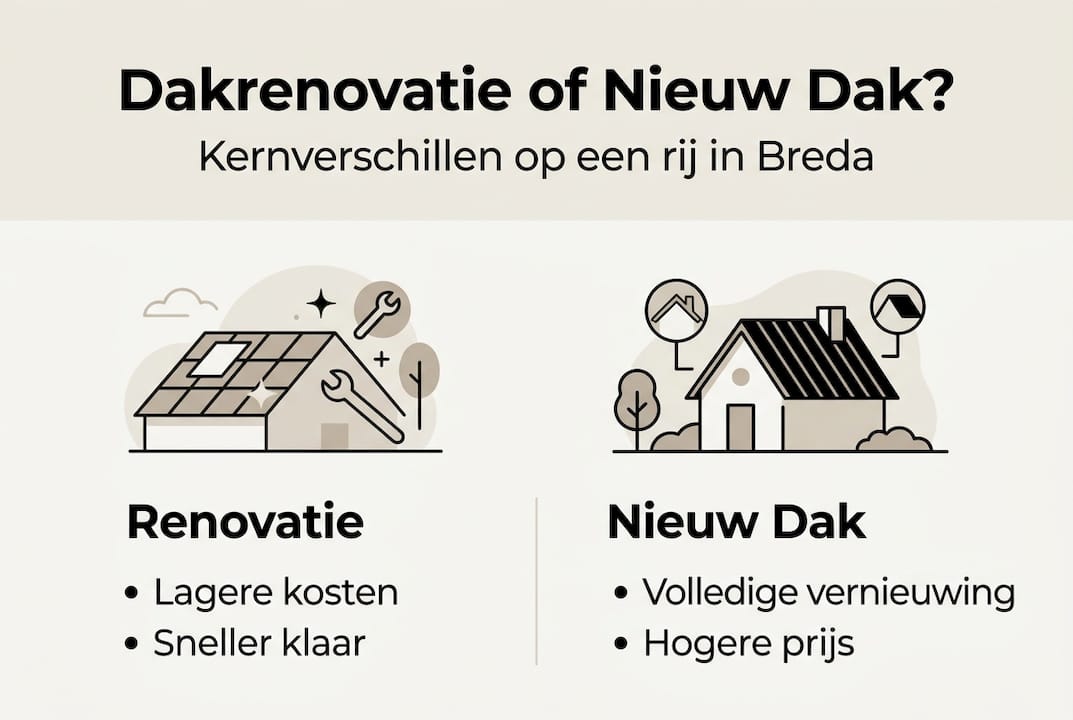 Infographic: Dakrenovatie versus een geheel nieuw dak – de verschillen op een rij