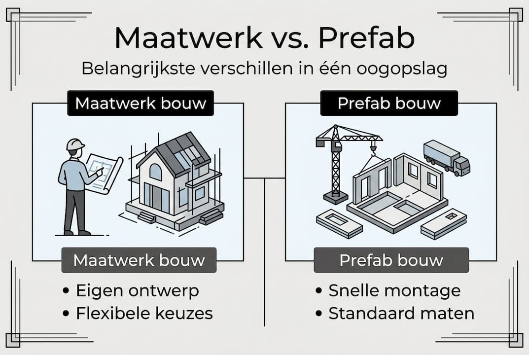 Infographic: maatwerkbouw of prefab – wat past het beste bij jouw project?