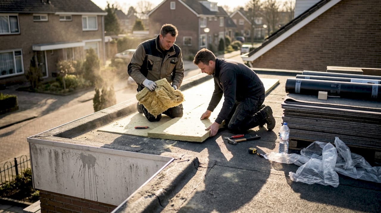 Het aanbrengen van isolatieplaten op een plat dak