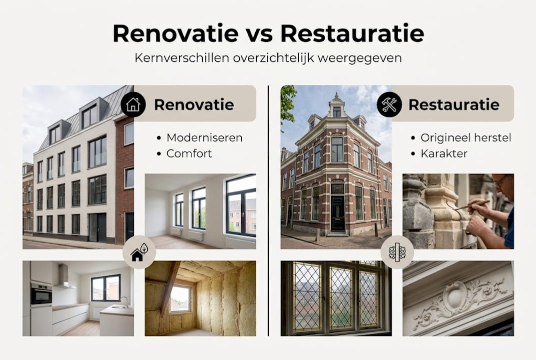 Infographic: de belangrijkste verschillen tussen renovatie en restauratie