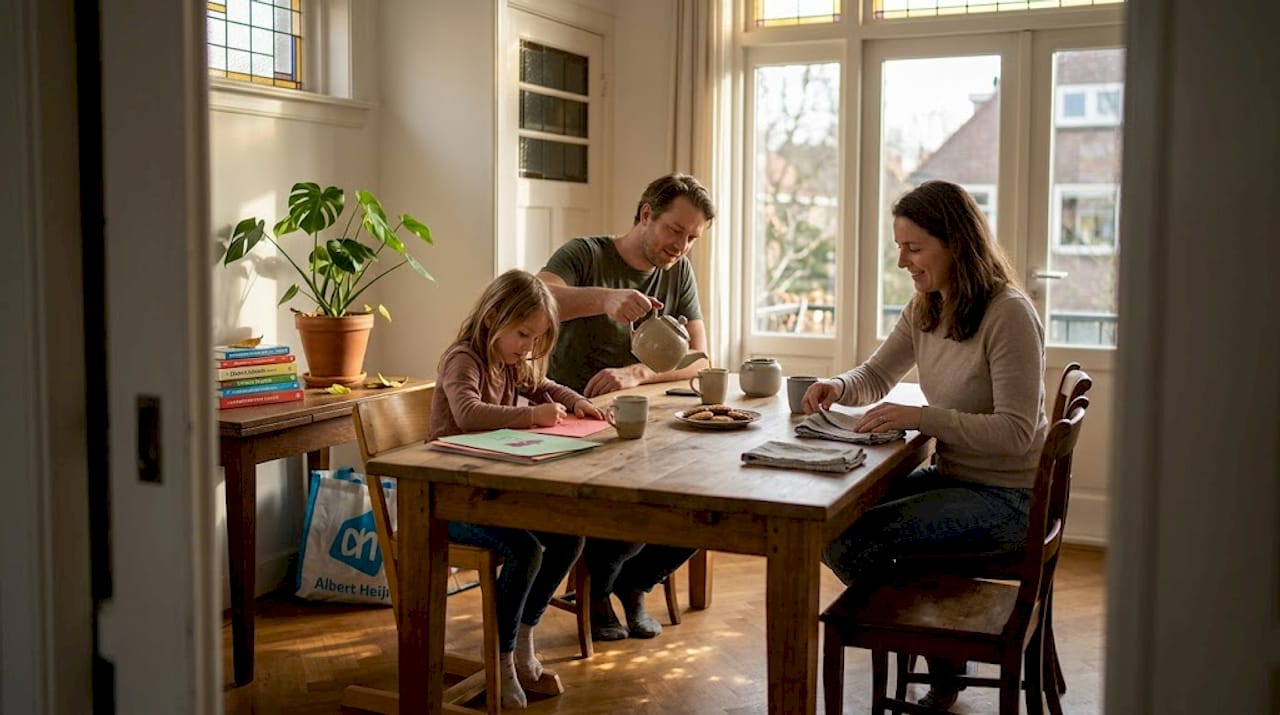 Een gezin woont comfortabel en gezond in een duurzaam huis.