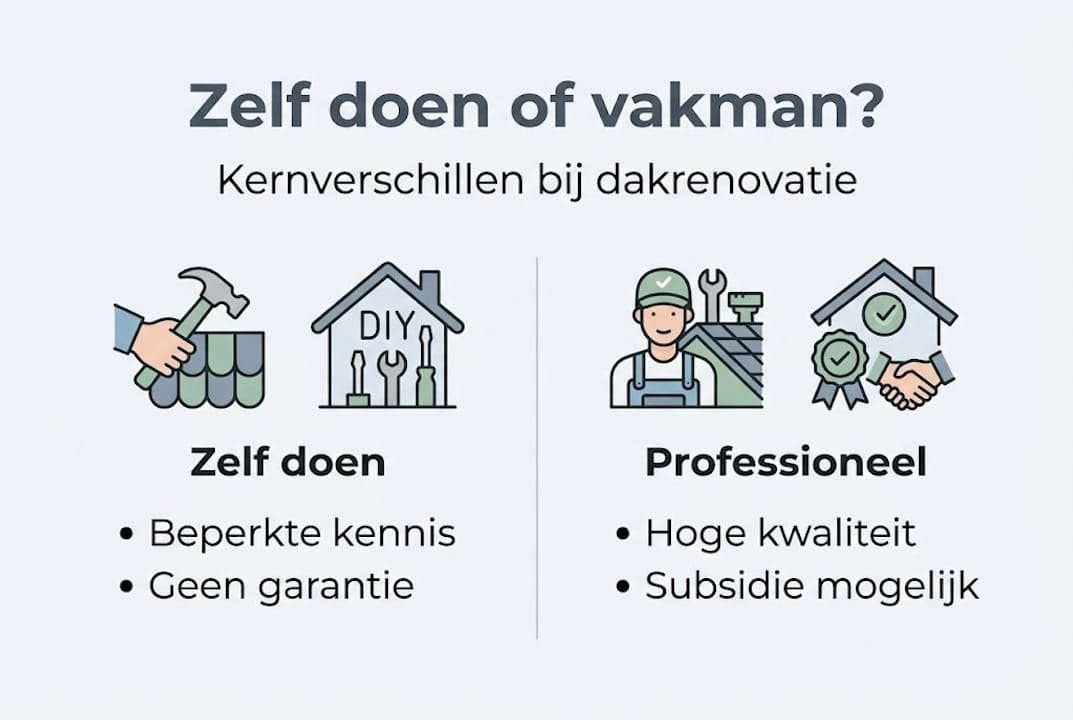 Infographic: zelf aan de slag of een vakman inschakelen? De voor- en nadelen op een rij.