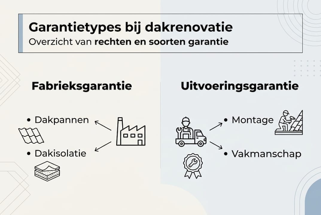 Overzicht van garantievormen bij dakrenovatie – handige infographic