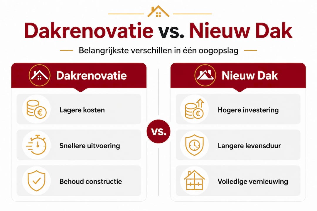 Infographic: wat is het verschil tussen een dakrenovatie en een compleet nieuw dak?