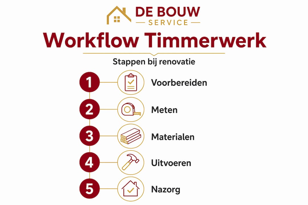 Infographic met een overzicht van de renovatiestappen in volgorde van uitvoering