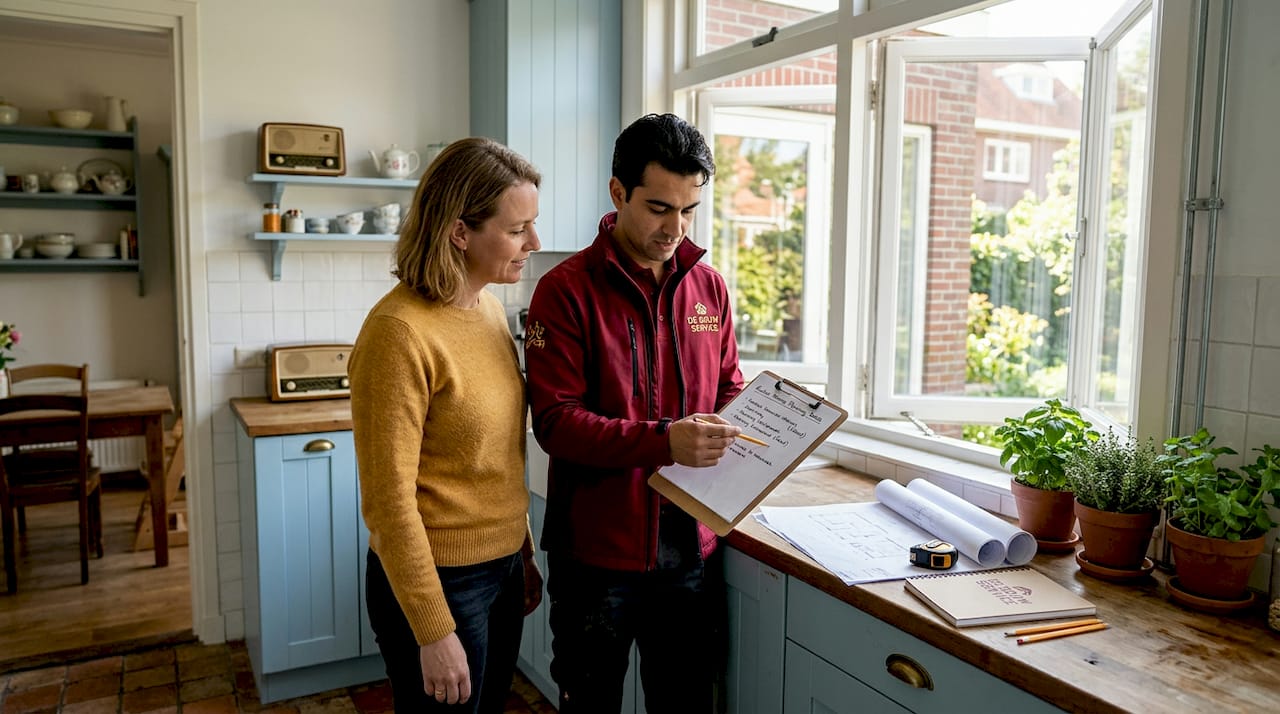 De aannemer en de opdrachtgever stemmen samen de oplevering van de woning af.