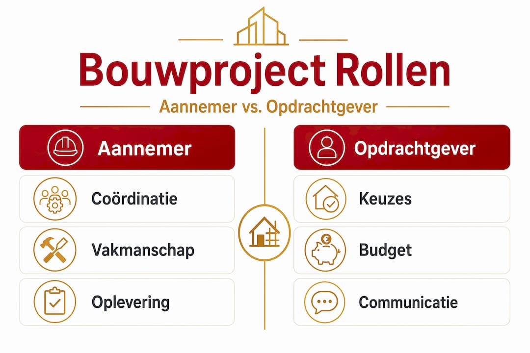 Infographic: de verschillende rollen van aannemer en opdrachtgever