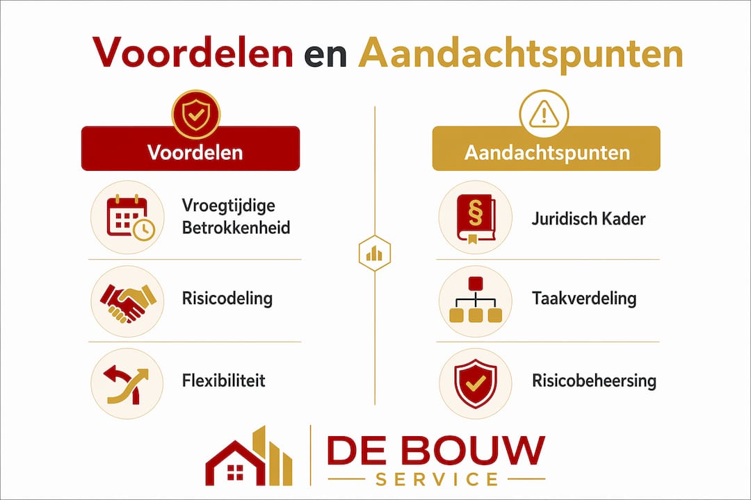 Infographic: De pluspunten en aandachtspunten van het bouwteam-model