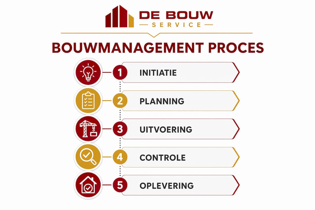 Overzicht: de stappen in het bouwmanagementproces in één infographic