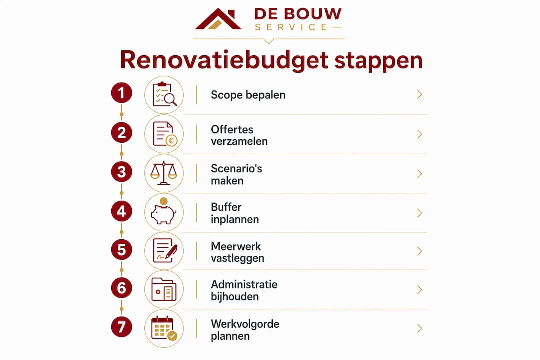 Overzichtelijke infographic: zo stel je stap voor stap je renovatiebudget samen